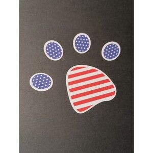 American Flag Paw Print United States Waterproof Vinyl Sticker Decal (2 Pack)